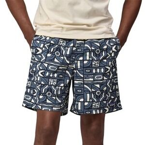 Patagonia Baggies Shorts XL Blue White Geometric Print Gorpcore Swim Beach Surf